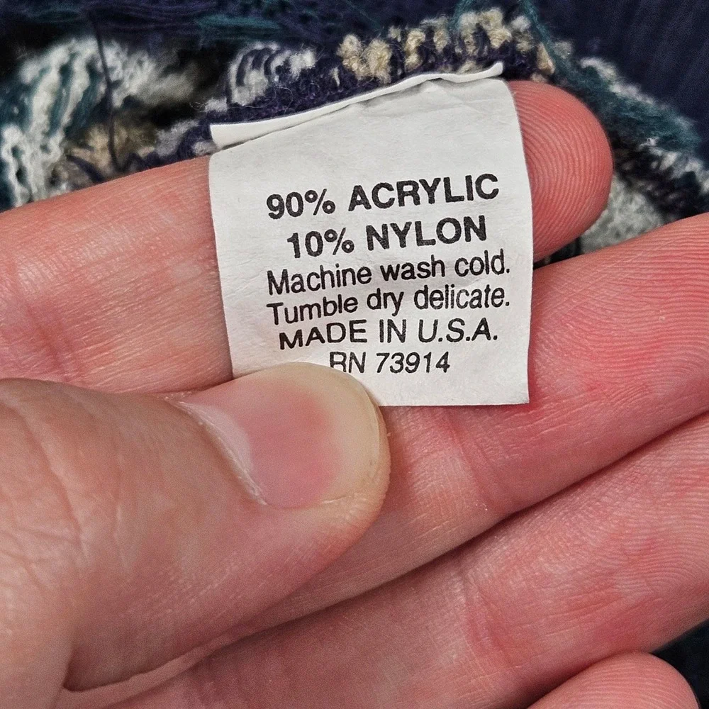 Vintage Alfred Dunner‎ Cardigan Sweater Womens Petite Medium Geometric USA 90s